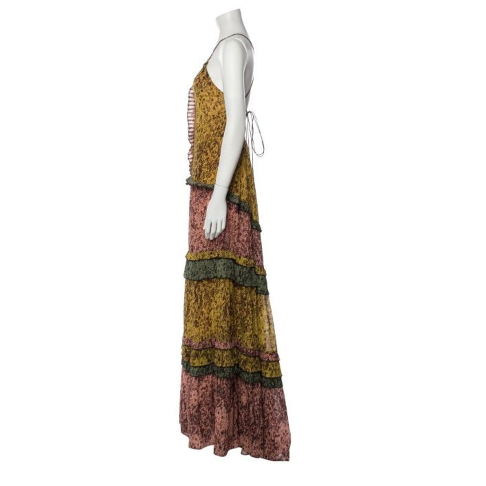 Alexis Licett Halter Neck Tiered Maxi Open Back Strap Dress Color Amazonia Sz S - Picture 6 of 8